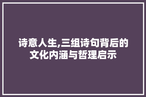 诗意人生,三组诗句背后的文化内涵与哲理启示