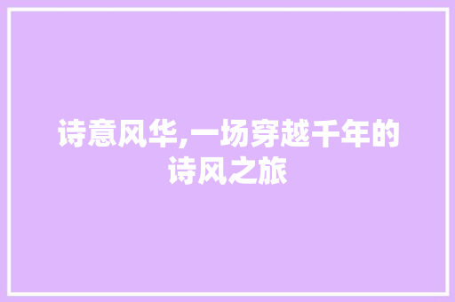 诗意风华,一场穿越千年的诗风之旅 应用文
