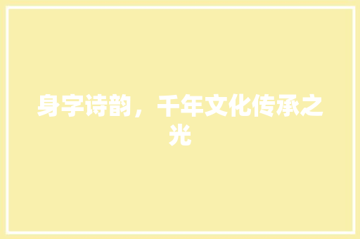 身字诗韵，千年文化传承之光