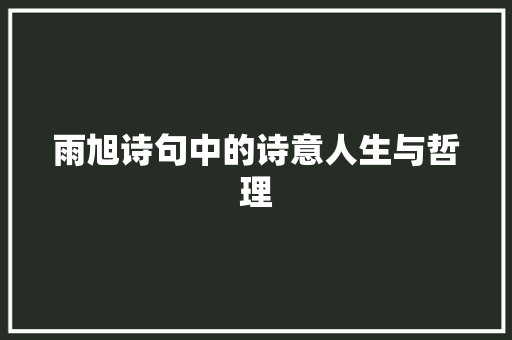 雨旭诗句中的诗意人生与哲理