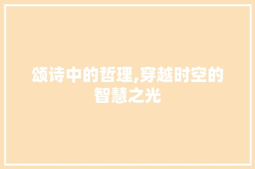 颂诗中的哲理,穿越时空的智慧之光