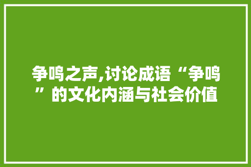 争鸣之声,讨论成语“争鸣”的文化内涵与社会价值