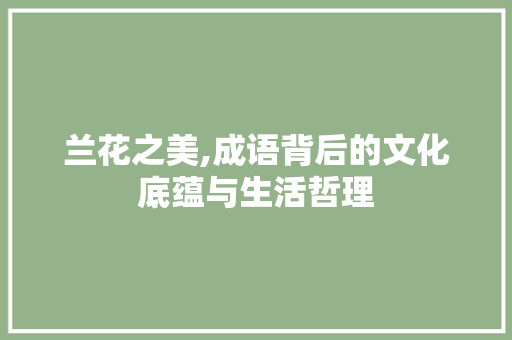 兰花之美,成语背后的文化底蕴与生活哲理 诗词应用