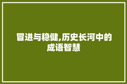 冒进与稳健,历史长河中的成语智慧