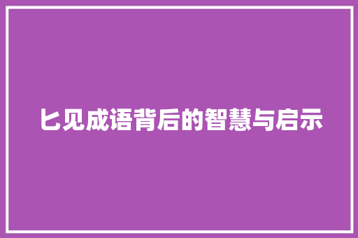 匕见成语背后的智慧与启示 诗词应用