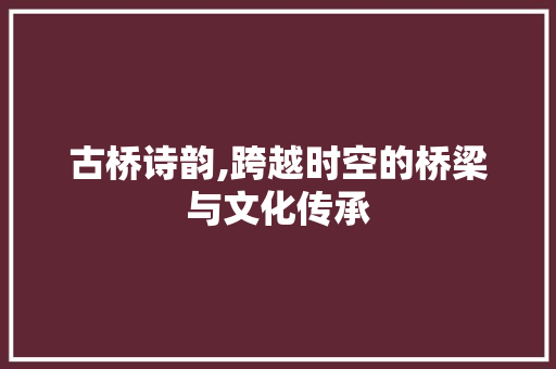 古桥诗韵,跨越时空的桥梁与文化传承