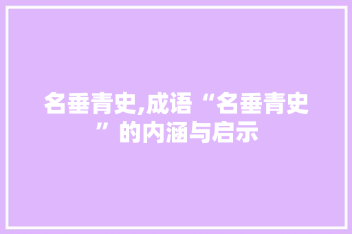 名垂青史,成语“名垂青史”的内涵与启示