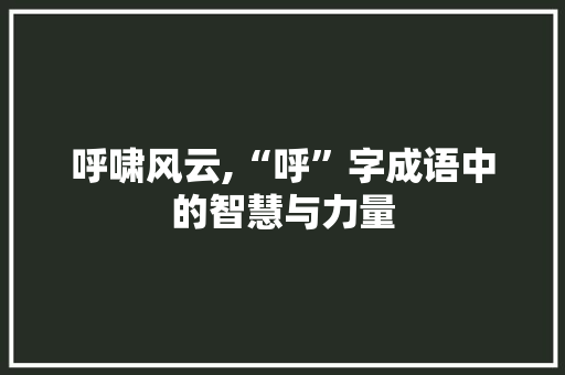 呼啸风云,“呼”字成语中的智慧与力量