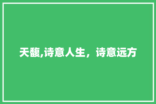 天馥,诗意人生，诗意远方