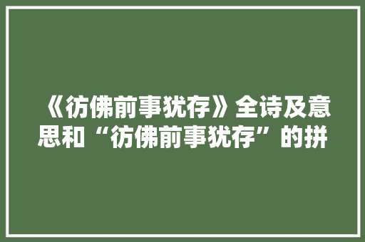 《彷佛前事犹存》全诗及意思和“彷佛前事犹存”的拼音注释
