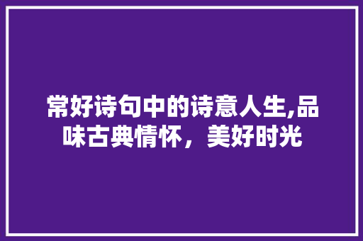 常好诗句中的诗意人生,品味古典情怀，美好时光