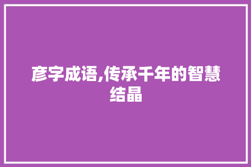 彦字成语,传承千年的智慧结晶