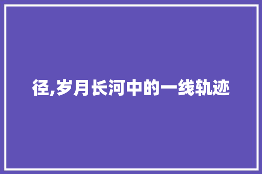 径,岁月长河中的一线轨迹