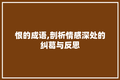 恨的成语,剖析情感深处的纠葛与反思