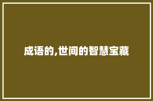 成语的,世间的智慧宝藏