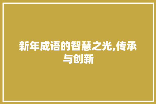 新年成语的智慧之光,传承与创新