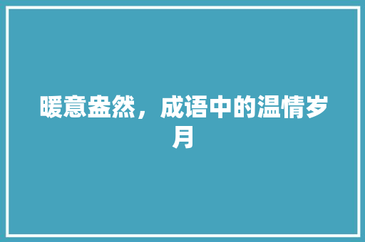 暖意盎然，成语中的温情岁月