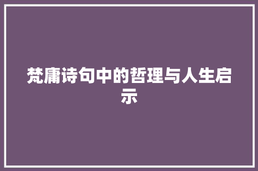 梵庸诗句中的哲理与人生启示
