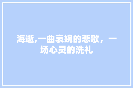 海逝,一曲哀婉的悲歌，一场心灵的洗礼
