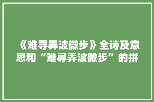 《难寻弄波微步》全诗及意思和“难寻弄波微步”的拼音注释