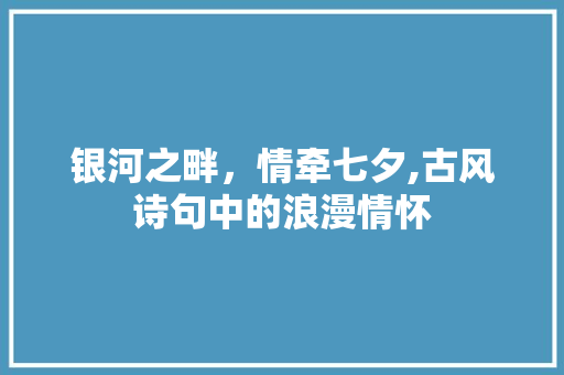 银河之畔，情牵七夕,古风诗句中的浪漫情怀