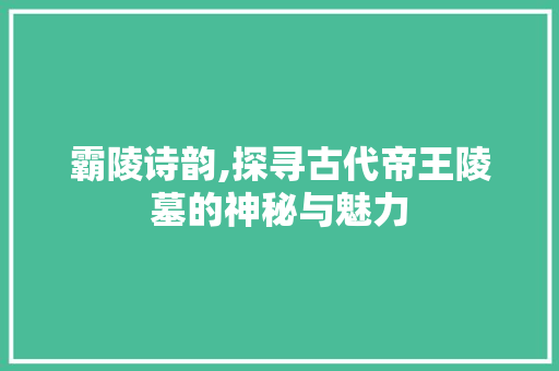 霸陵诗韵,探寻古代帝王陵墓的神秘与魅力
