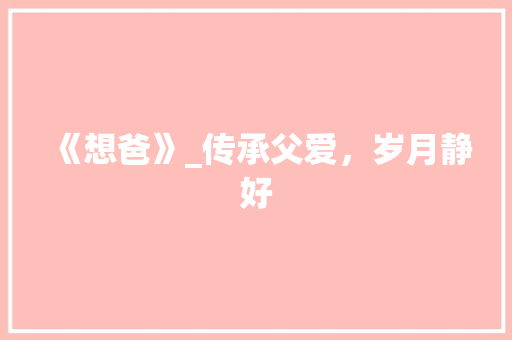 《想爸》_传承父爱，岁月静好