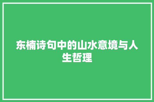 东楠诗句中的山水意境与人生哲理