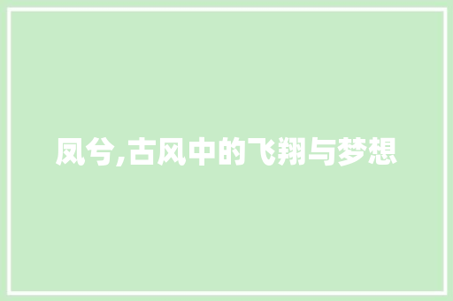 凤兮,古风中的飞翔与梦想