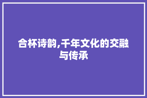 合杯诗韵,千年文化的交融与传承