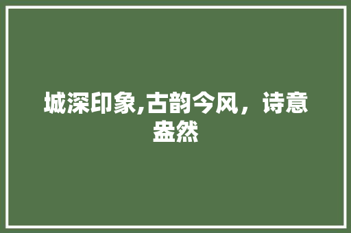 城深印象,古韵今风，诗意盎然