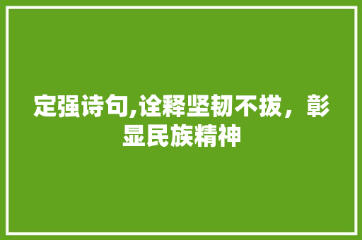 定强诗句,诠释坚韧不拔，彰显民族精神