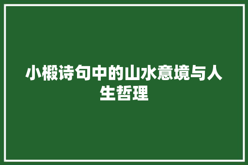 小椴诗句中的山水意境与人生哲理