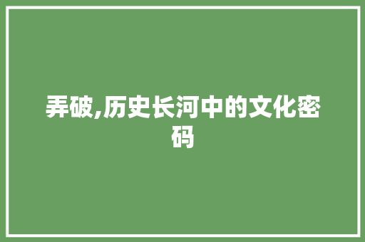 弄破,历史长河中的文化密码