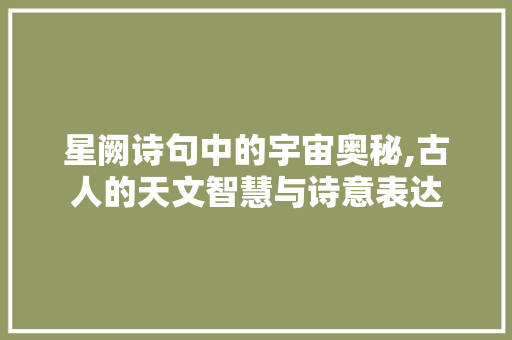 星阙诗句中的宇宙奥秘,古人的天文智慧与诗意表达