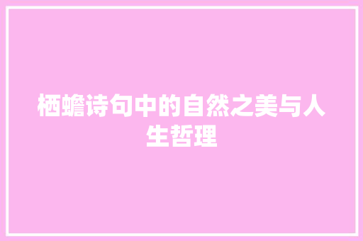 栖蟾诗句中的自然之美与人生哲理