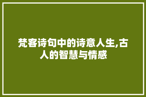 梵客诗句中的诗意人生,古人的智慧与情感