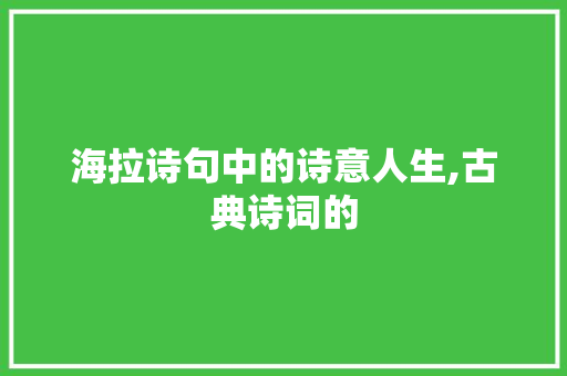 海拉诗句中的诗意人生,古典诗词的