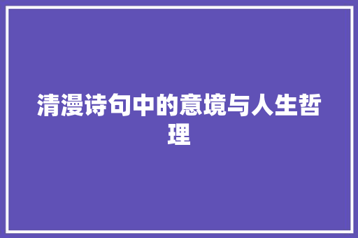 清漫诗句中的意境与人生哲理