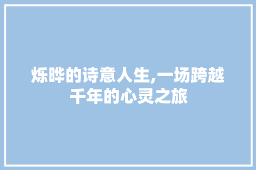 烁晔的诗意人生,一场跨越千年的心灵之旅