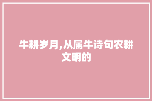 牛耕岁月,从属牛诗句农耕文明的