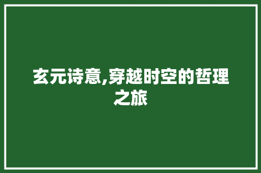 玄元诗意,穿越时空的哲理之旅