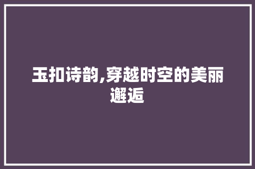玉扣诗韵,穿越时空的美丽邂逅