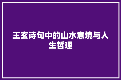 王玄诗句中的山水意境与人生哲理 诗词体裁