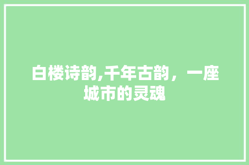 白楼诗韵,千年古韵，一座城市的灵魂
