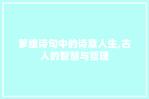 箩组诗句中的诗意人生,古人的智慧与哲理