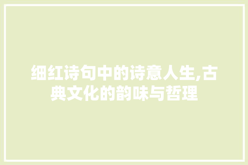 细红诗句中的诗意人生,古典文化的韵味与哲理
