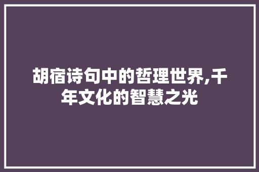 胡宿诗句中的哲理世界,千年文化的智慧之光