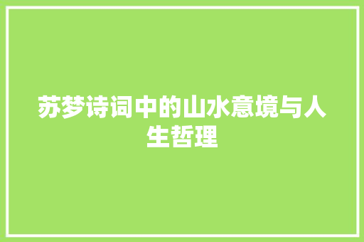 苏梦诗词中的山水意境与人生哲理