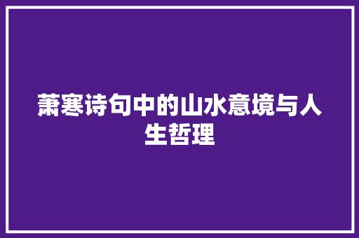 萧寒诗句中的山水意境与人生哲理